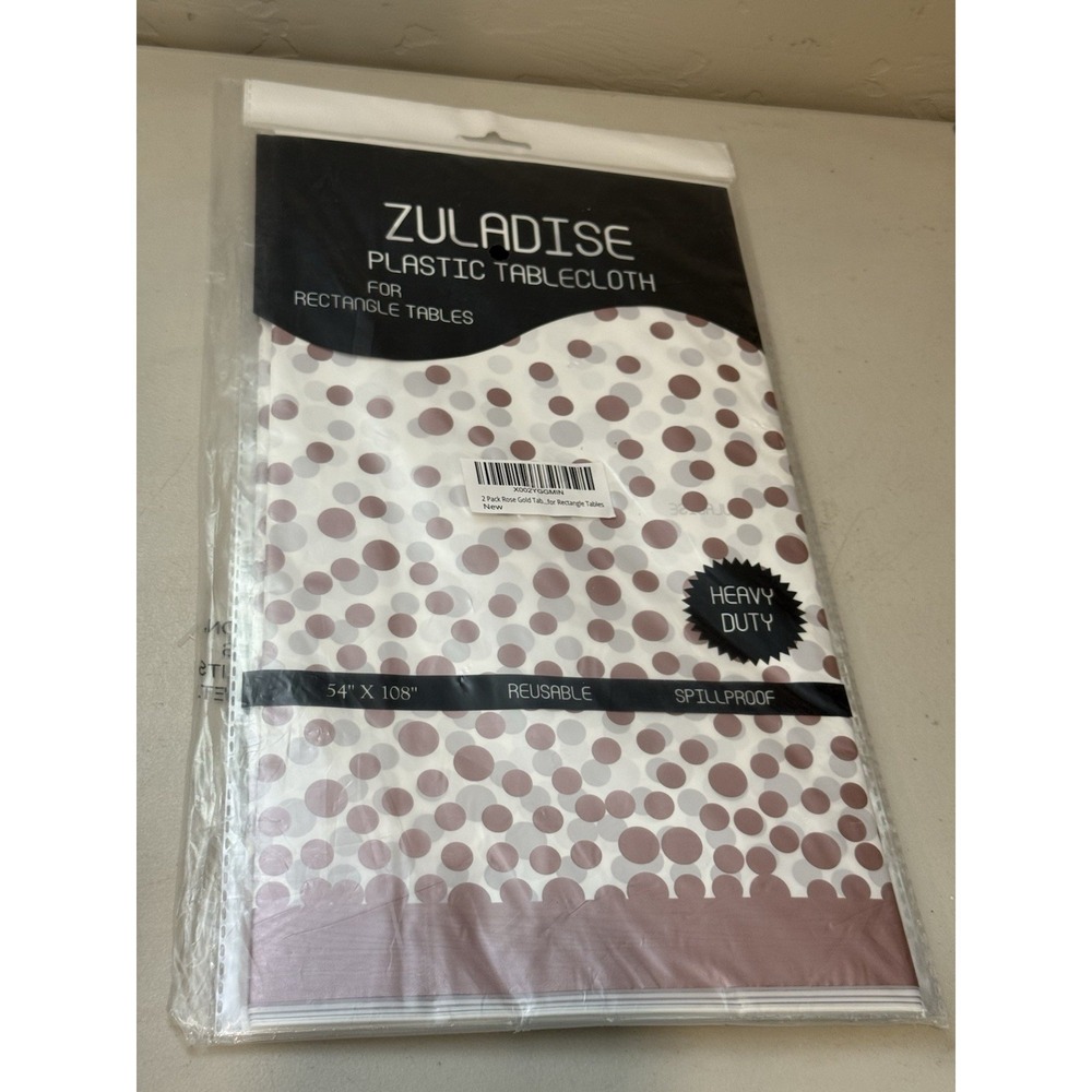 2 Polka Dot Printed Tablecloth Wrinkle Free Oil Proof Reusable 54 x108 Rectangle